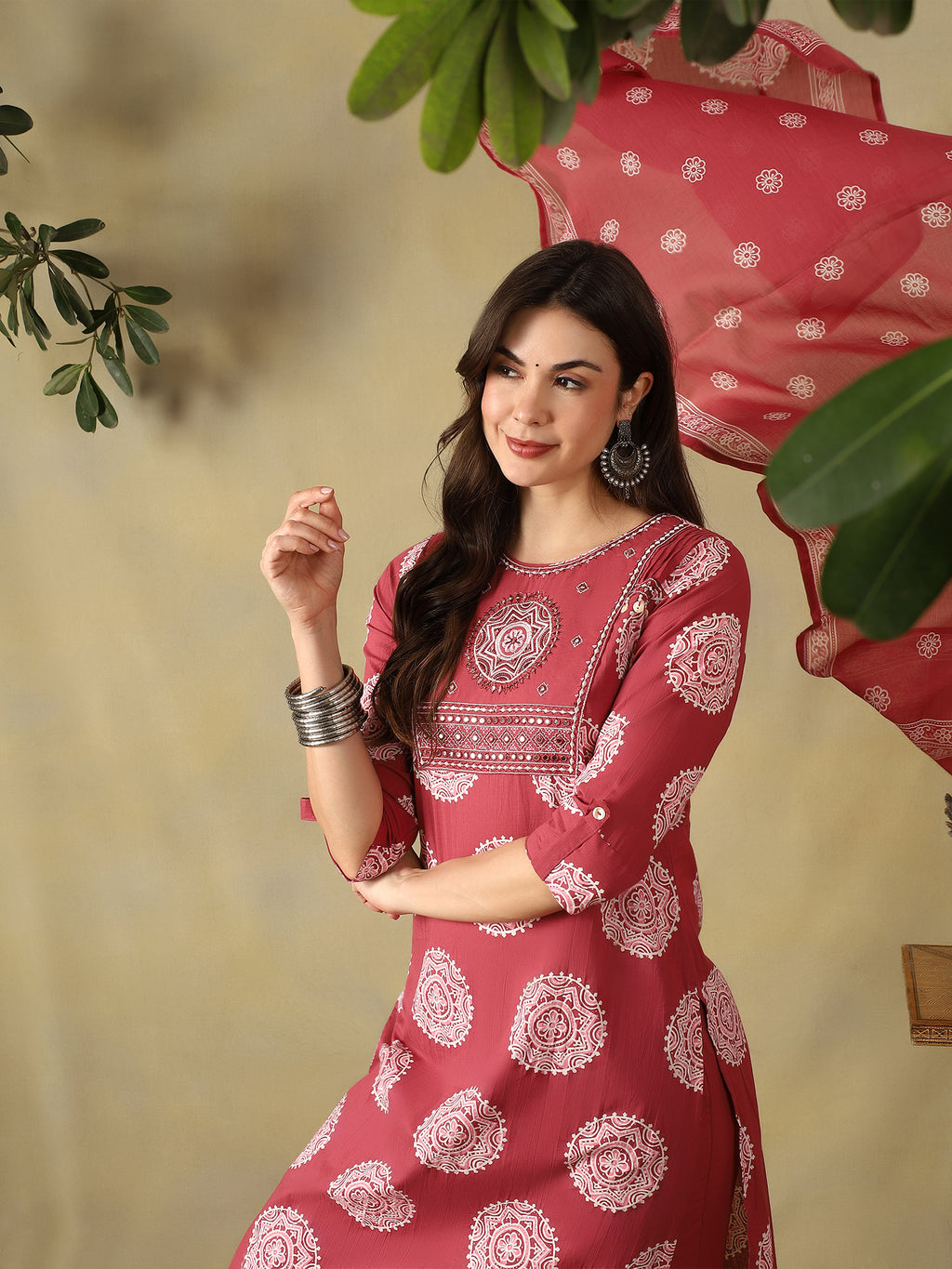 Mamicha Maroon Ethnic Set