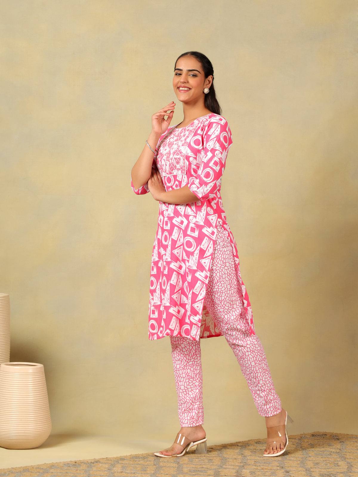 Ananya Geometric Block Print Kurta Set