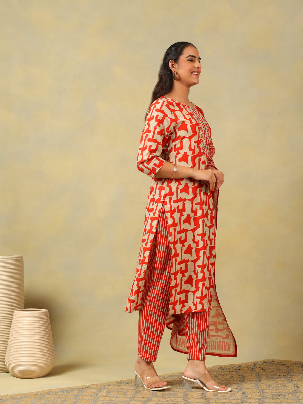 Advika Crimson Abstract Suit Set