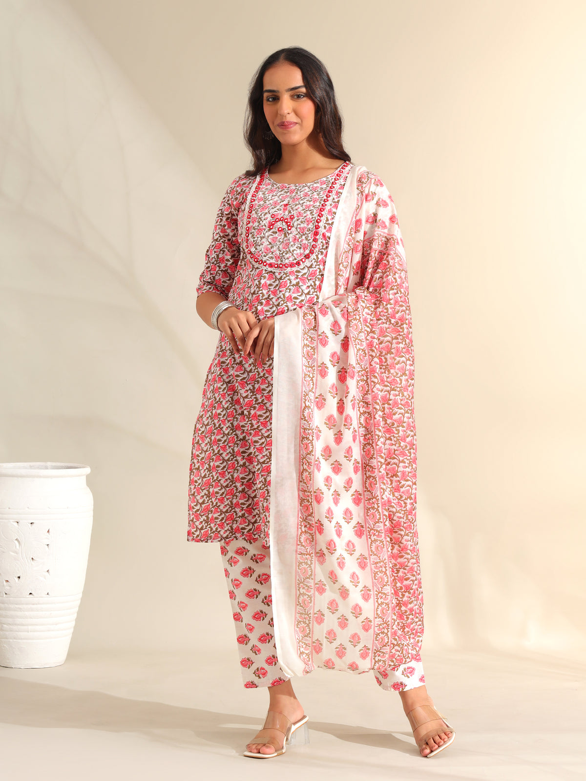 Avni Floral Booti Block Print Kurta Set