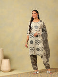 Saanvi Monochrome Geometric Block Print Suit Set