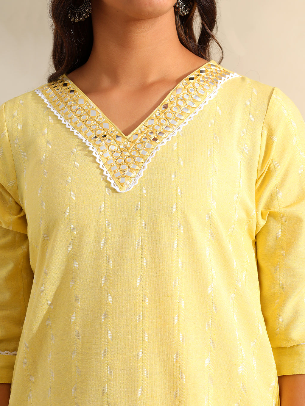 Zoya Lemon Zari Stripe Kurta-Set