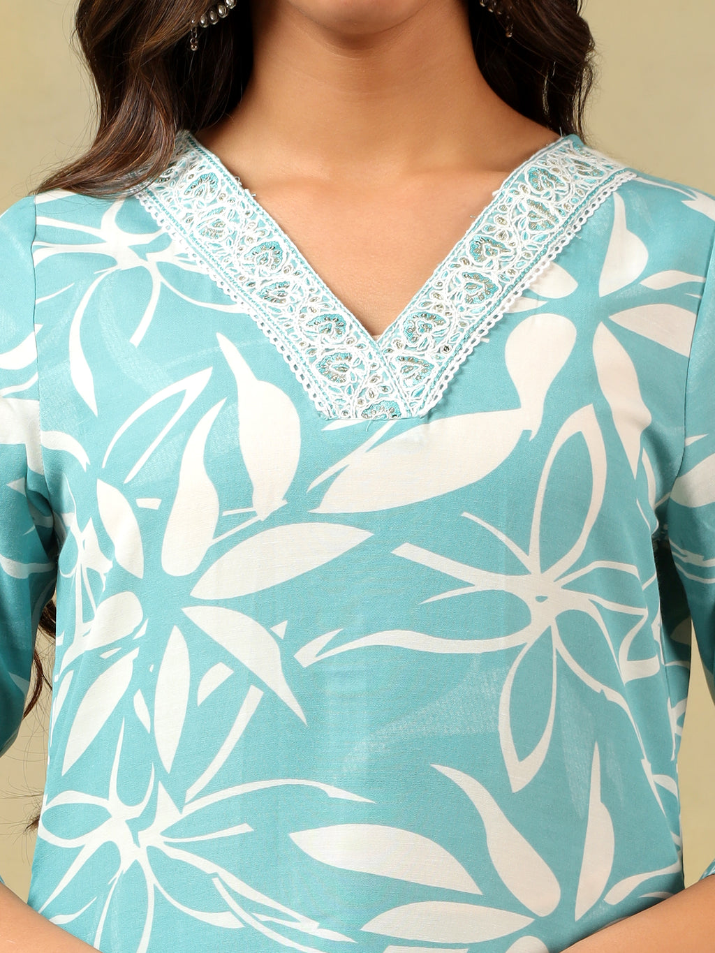 Diya Seafoam Leaf Suit Set