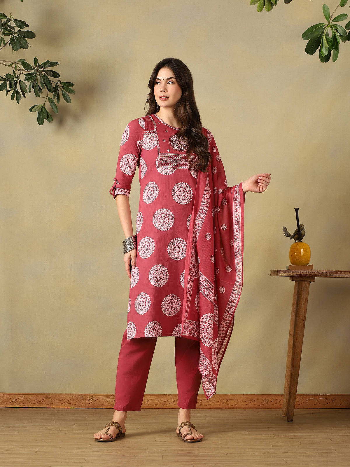 Mamicha Maroon Ethnic Set