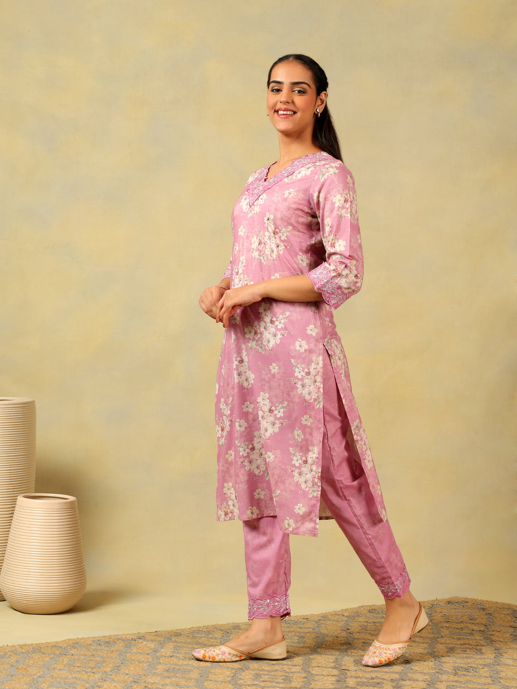 Lavanya Lilac Floral Garden Kurta-Set