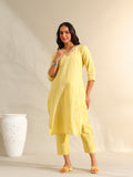 Zoya Lemon Zari Stripe Kurta-Set