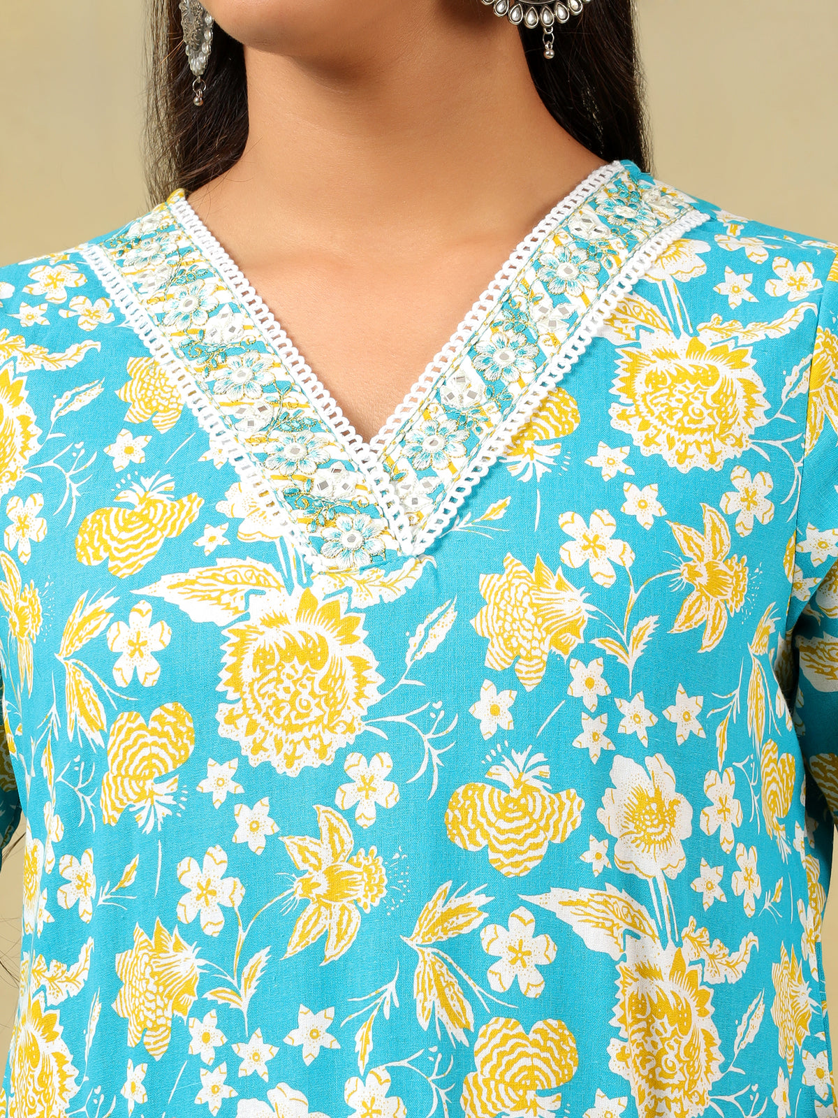 Myra Turquoise Sun-Bloom Suit Set