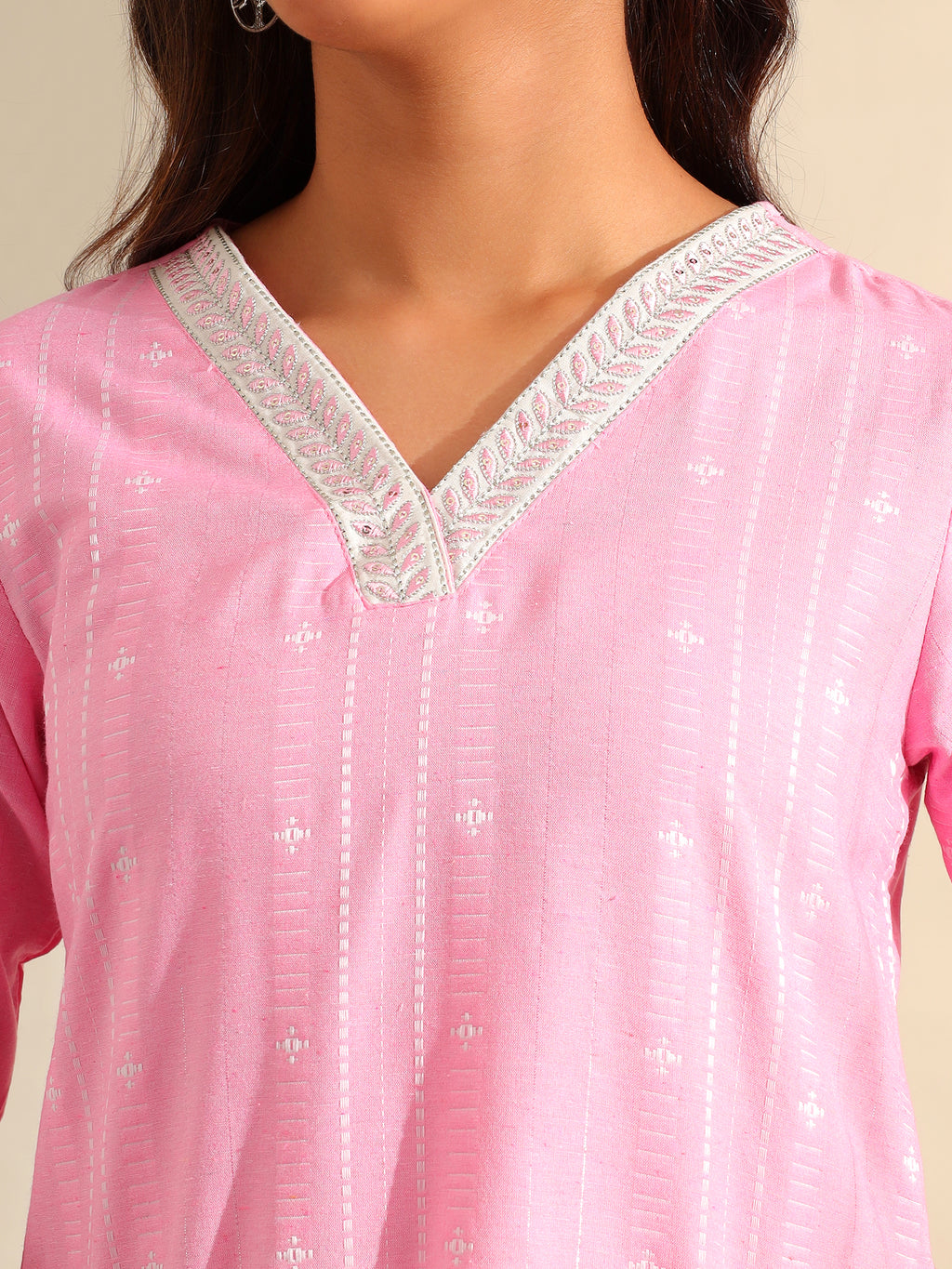 Pari Rose Zari Stripe Kurta-Set