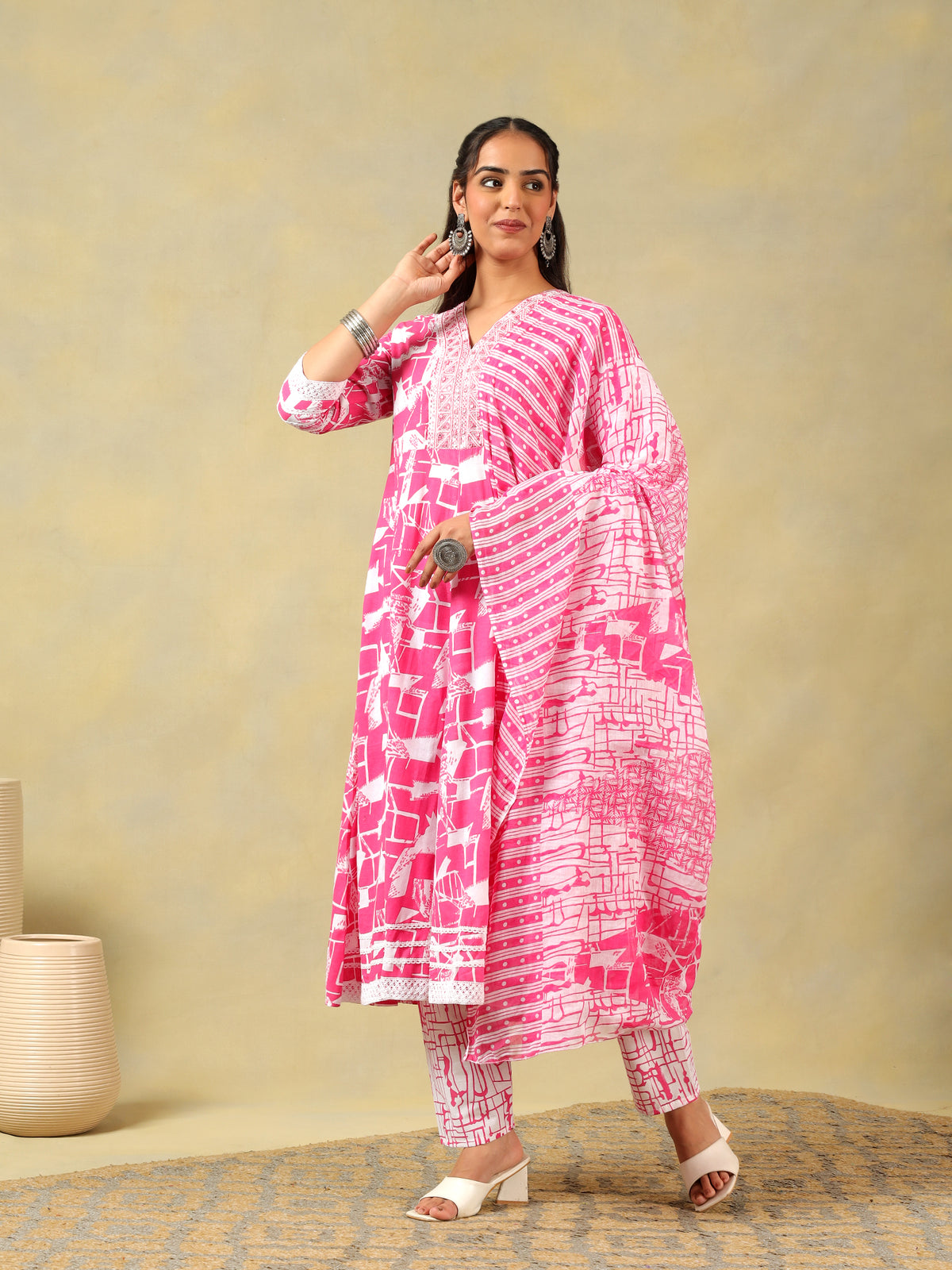 Ishani Radiant Abstract Print Anarkali Suit Set