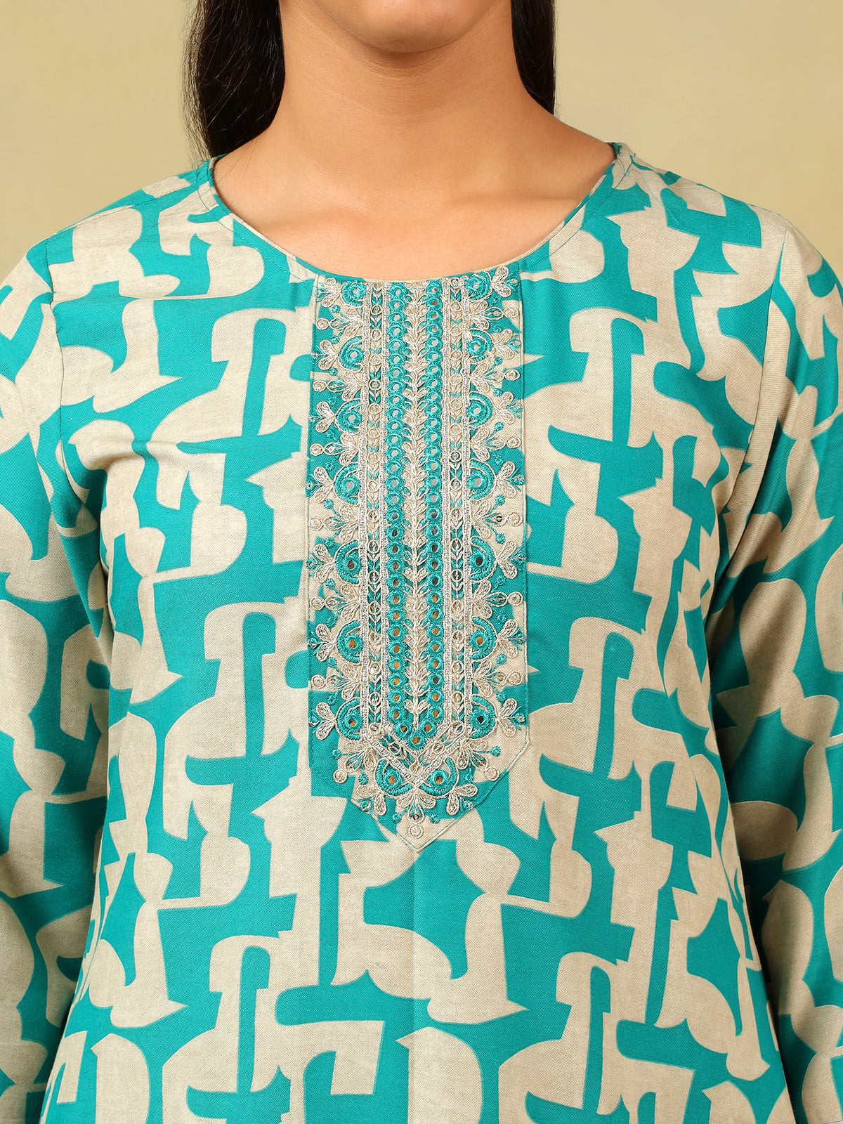 Amishi Teal Abstract Suit Set