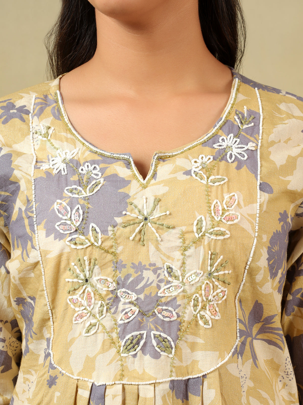 Kimaya Ochre Floral Bloom Kurta-Set