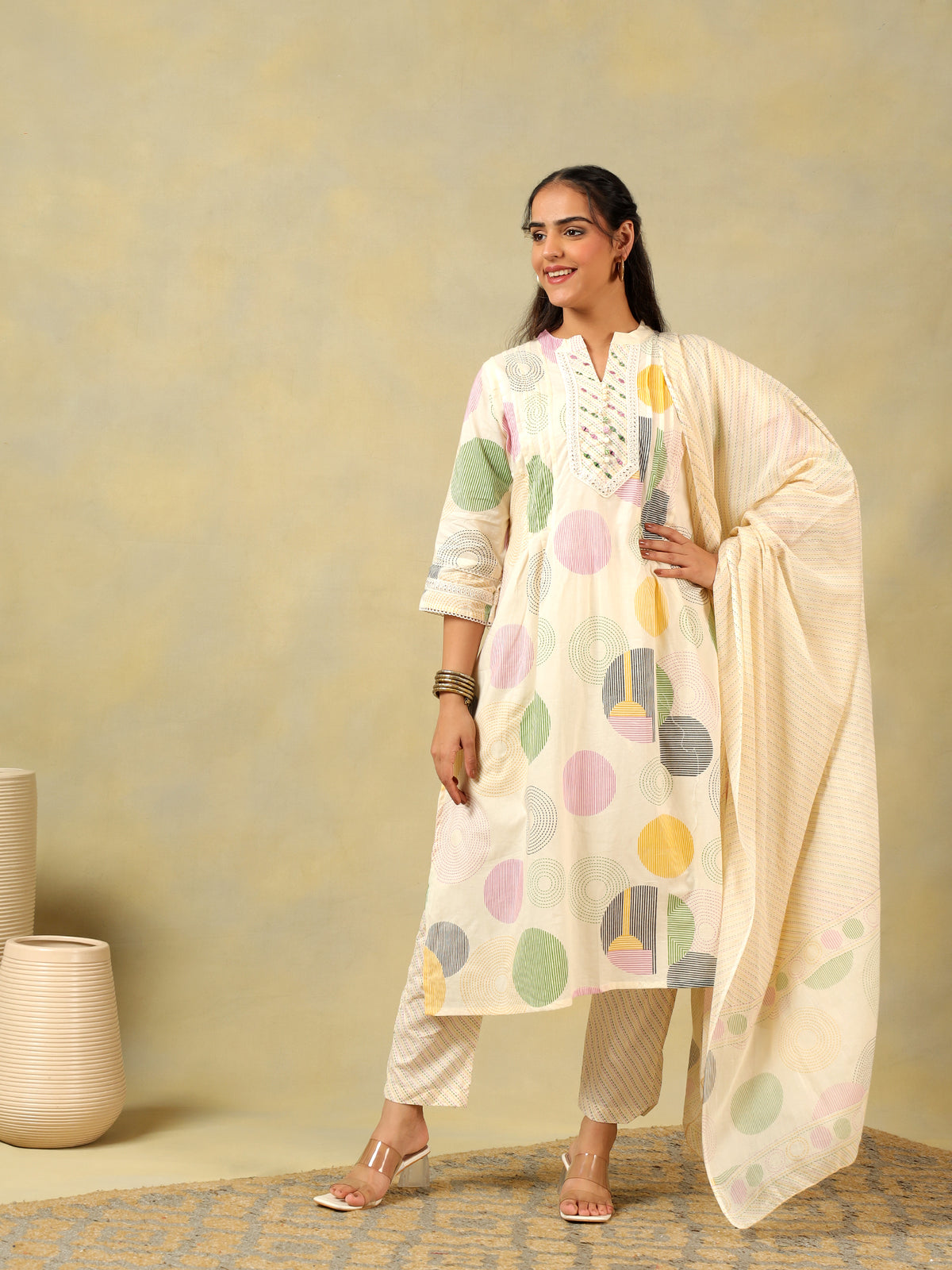 Tara Pastel Orb Print Suit Set