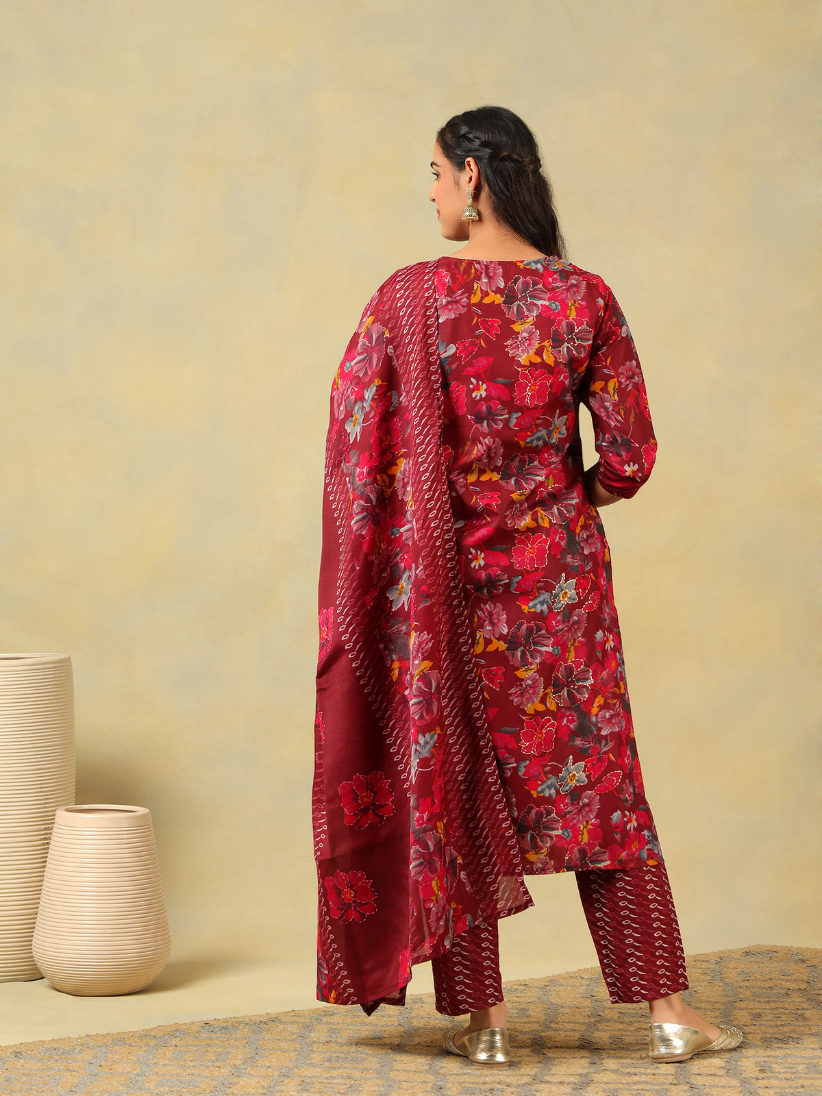 Sia Crimson Floral Dream Suit Set