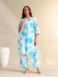 Diya Azure Floral Dream Kurta Set