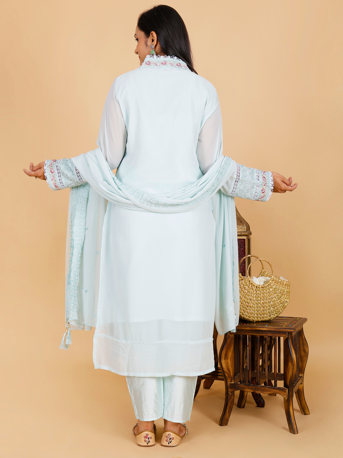 Sufiana Signature Suit For Women In Cyan
