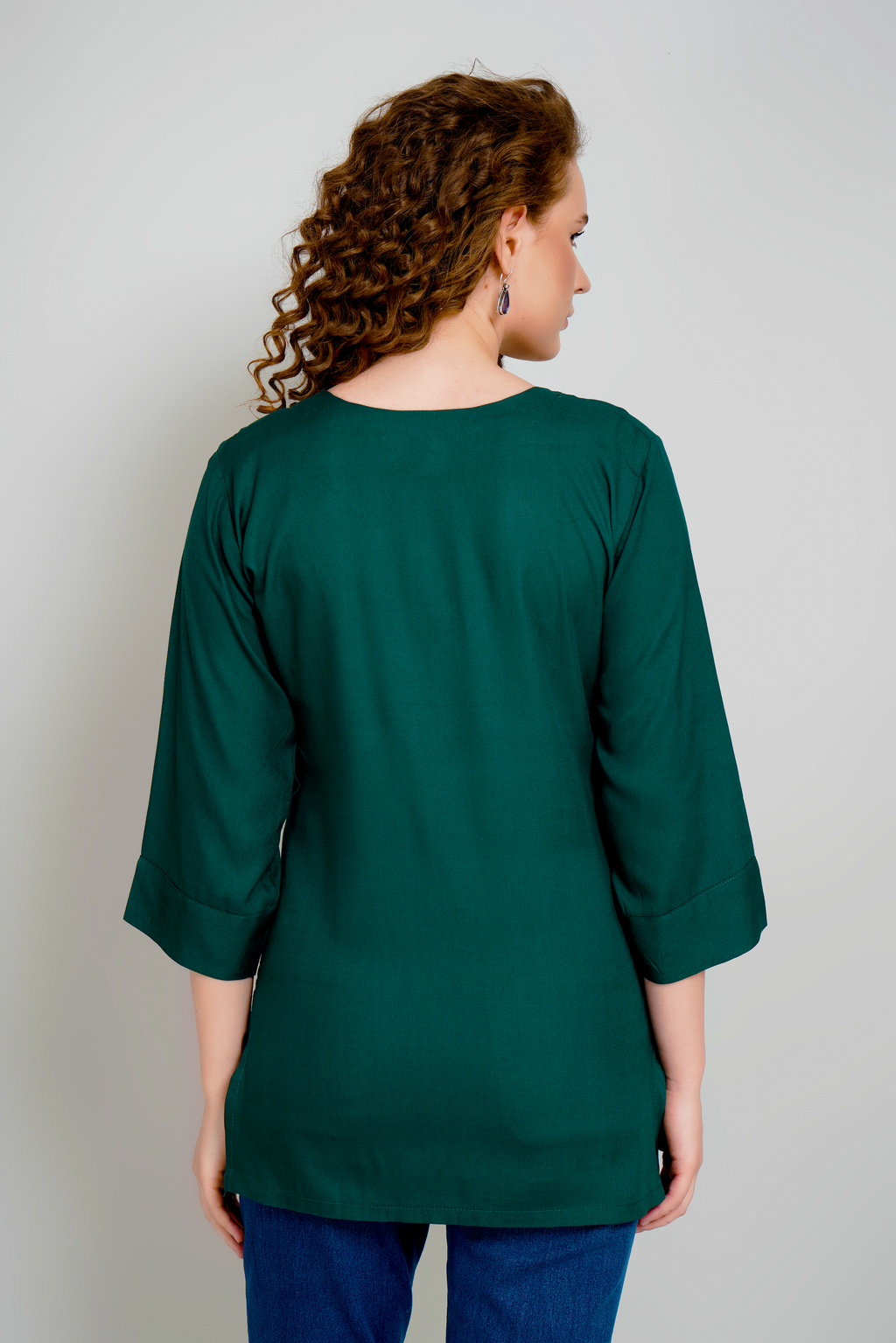 Sufiana Green Short Tunic For Women