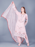 Pink Rose Embroidered Kurta Pant Set