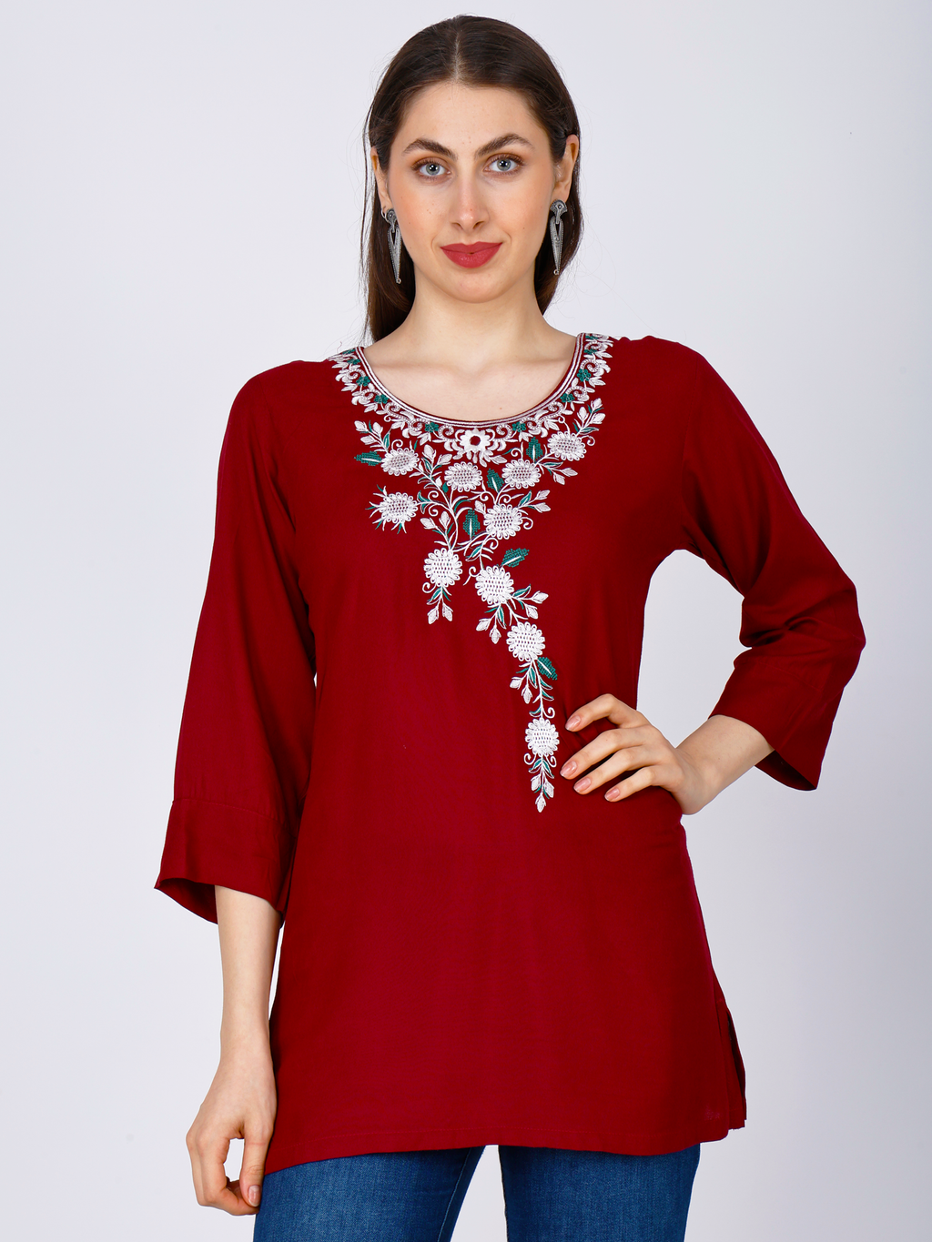 Sufiana Maroon Short Tunic