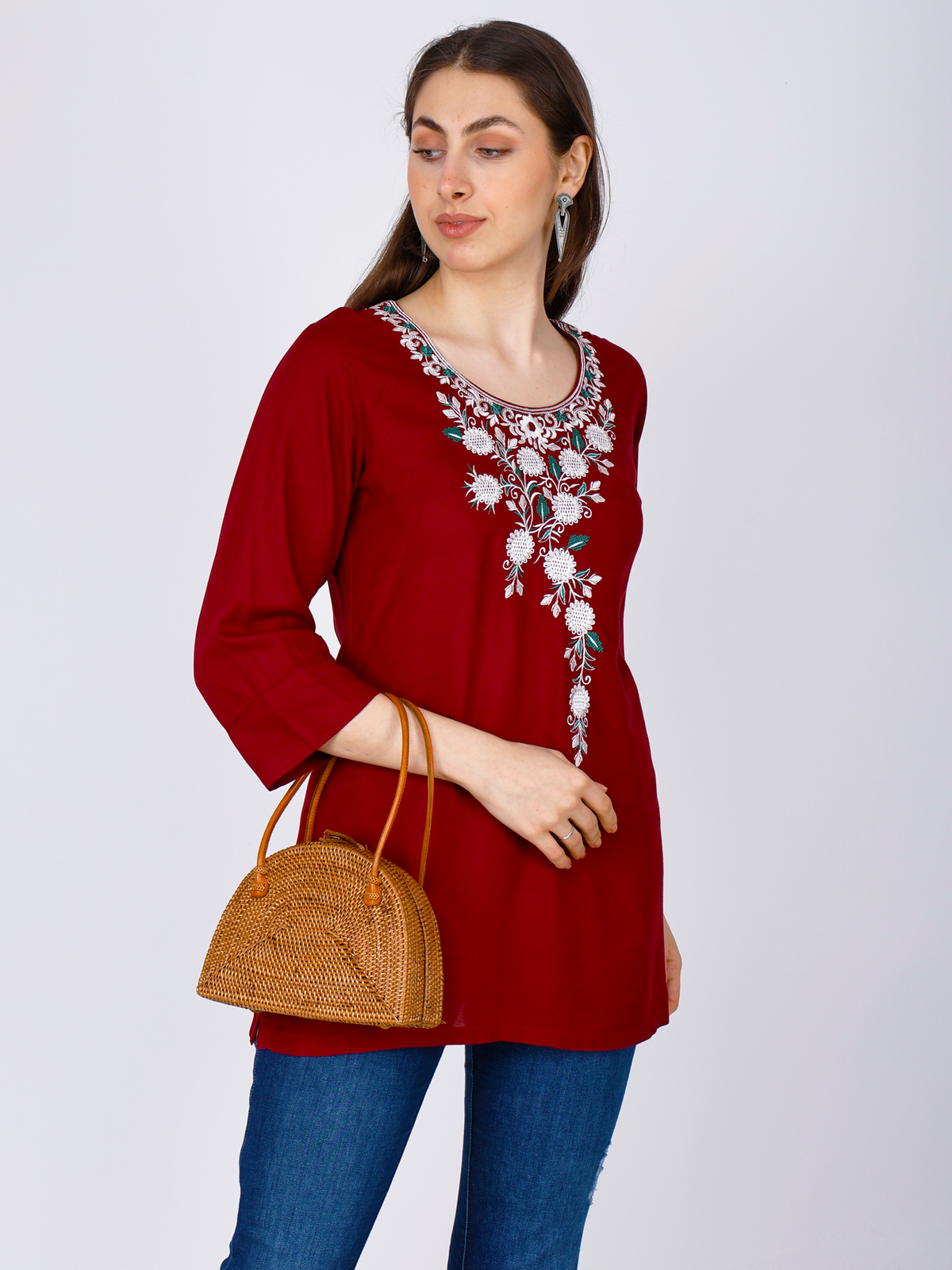 Sufiana Maroon Short Tunic