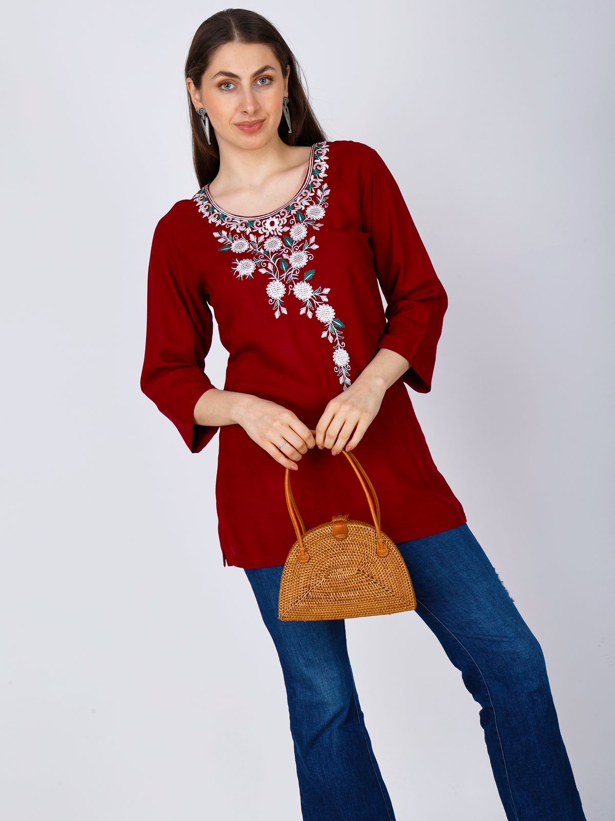 Sufiana Maroon Short Tunic
