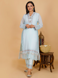 Sufiana Signature Suit For Women In Cyan