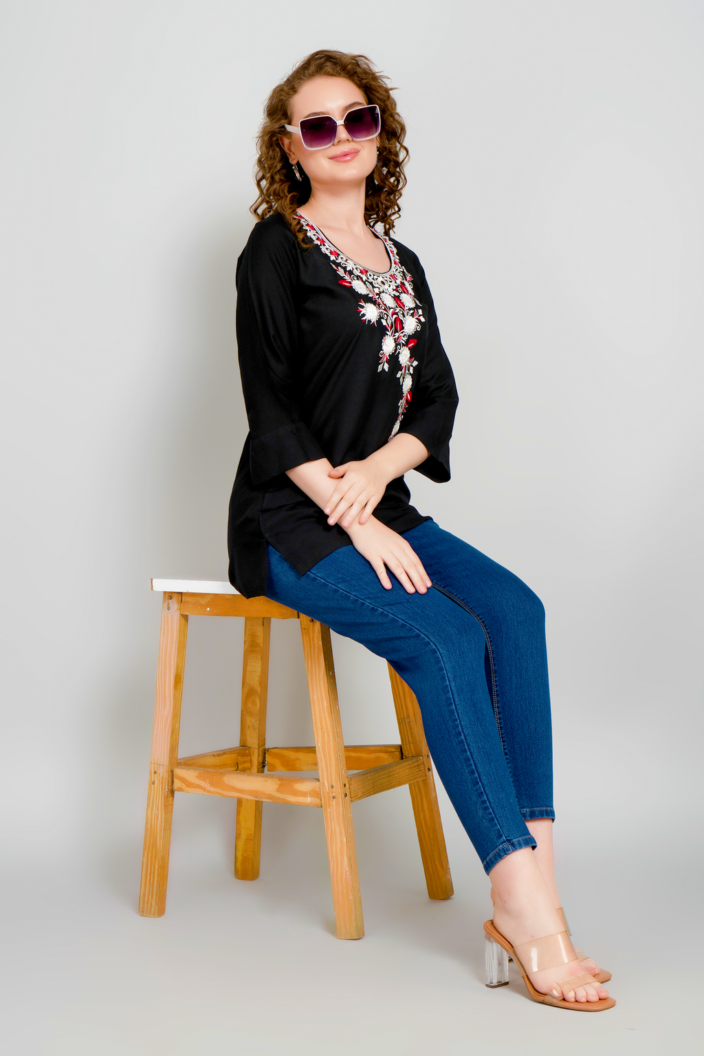 Sufiana Black Short Tunic